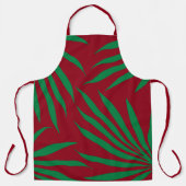 赤緑葉部族模様アフリカ エプロン (正面)