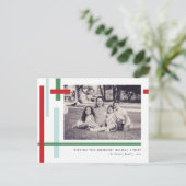 赤緑青カラーストリップモダン シーズンポストカード (スタンド正面)