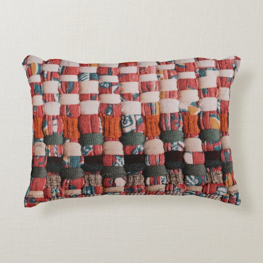 赤緑青織物 アクセントクッション (正面)