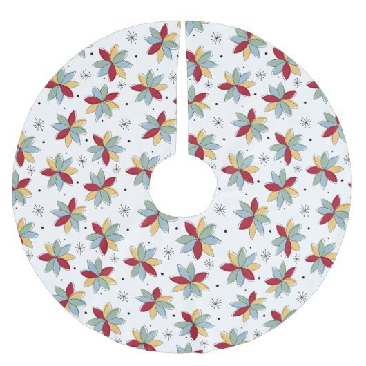 赤緑青黄色抽象芸術花世紀中葉 ブラッシュドポリエステルツリースカート (正面)