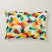 赤緑黄白色抽象芸術格子縞 アクセントクッション (裏面)