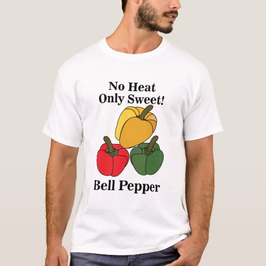赤緑黄色パプリカベルペッパーおもしろデザイン Tシャツ (正面)