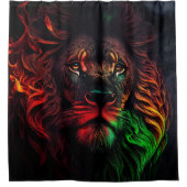 赤緑黄色ライオン01 シャワーカーテン (正面)