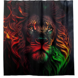 赤緑黄色ライオン01 シャワーカーテン
