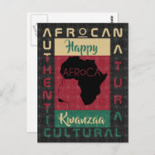 赤緑黒AFRoCAアフロアフリカブラック伝統 ポストカード (正面/裏面)
