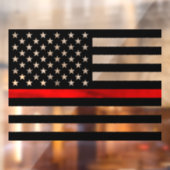 赤線の旗のウィンドウのサイン、消防士、アメリカ国旗 ウィンドウサイン (シート2)