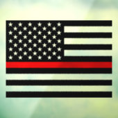 赤線の旗のウィンドウのサイン、消防士、アメリカ国旗 ウィンドウサイン (シート3)