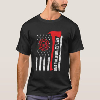 赤線アメリカ国旗パパ消防士副火 Tシャツ
