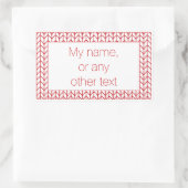 赤線ニット長方形ステッカー+文字 長方形シール (バッグ)