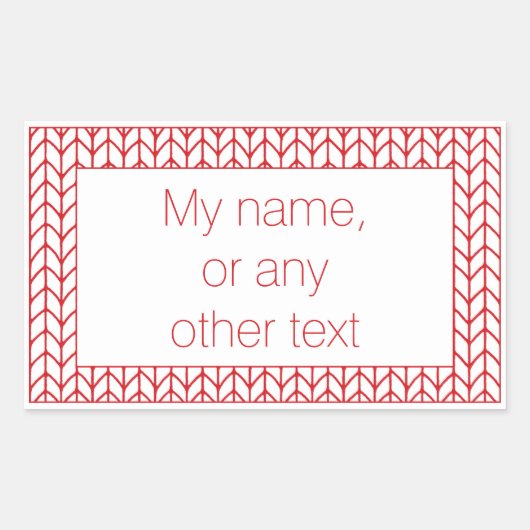 赤線ニット長方形ステッカー+文字 長方形シール (正面)