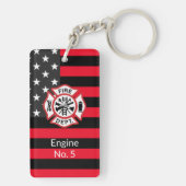 赤線パーソナライズされた細の消防 キーホルダー (裏面)