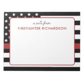 赤線パーソナライズされた細の消防 ノートパッド (正面)