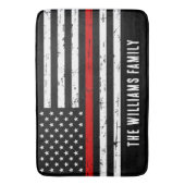 赤線パーソナライズされた細の消防 バスマット (正面縦)