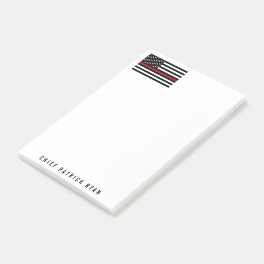 赤線消防士の米国旗の名前4 x 6を薄くして下さい ポストイット (アングル)