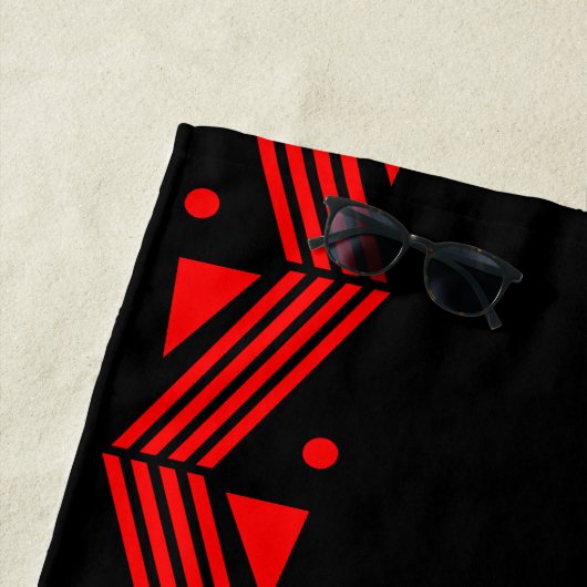 赤縁どと黒のデコ ビーチタオル (インサイチュ)