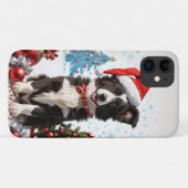 赤縁どのクリスマス帽をかぶったコリーの子犬 Case-Mate iPhoneケース (裏面(横))