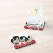 赤縁どクリスマスオーナメント付きコリー犬 コースター (右側)