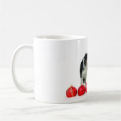 赤縁どクリスマスオーナメント付きコリー犬 コーヒーマグカップ (左)