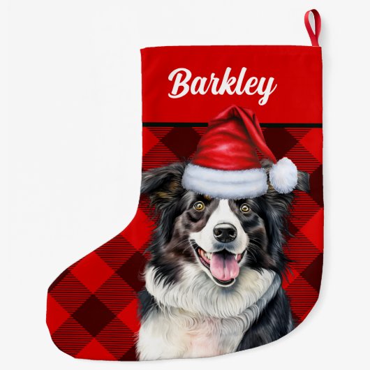 赤縁どバッファローの愛犬の名前でプレイド ラージクリスマスストッキング (裏面)