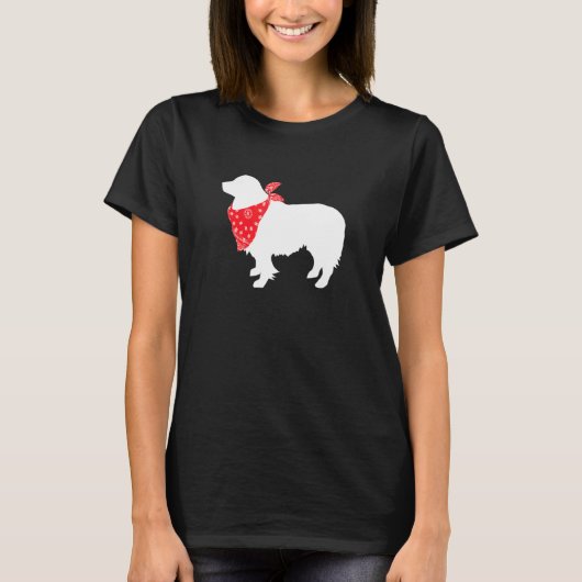 赤縁どバンダナを着たコリー犬 Tシャツ (正面)
