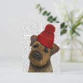 赤縁どボブル帽付テリア3 ポストカード (スタンド正面)