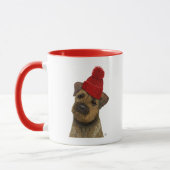 赤縁どボブル帽付テリア3 マグカップ (左)