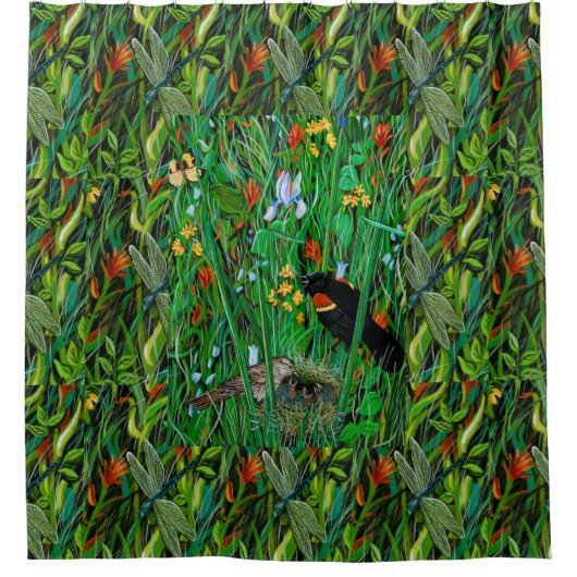 「赤羽ブラックバード&トンボ」シャワーカーテン シャワーカーテン (正面)