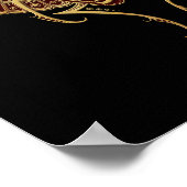 赤翼エジプト産スカラブカブトムシとアンキッドブラック ポスター (角)