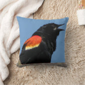 赤翼ブラックバードアニマル屋外枕 クッション (ブランケット)