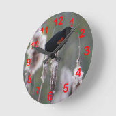 赤翼ブラックバード（アゲライオス・フェニキア） ラウンド壁時計 (傾斜)