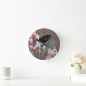 赤翼ブラックバード（アゲライオス・フェニキア） ラウンド壁時計 (ホーム)