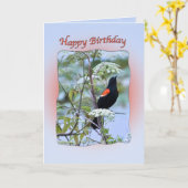 赤翼黒鳥誕生日カード カード (黄色い花)