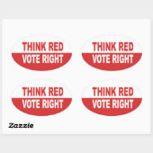 赤考え投票権 楕円形シール (シート)