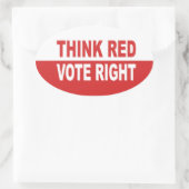 赤考え投票権 楕円形シール (バッグ)