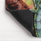 赤耳付つきのスライダーのカメ マウスパッド (コーナー)