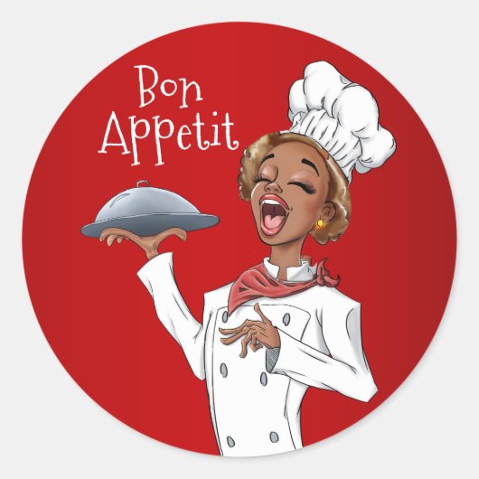 赤背景でシェフを歌う ラウンドシール (正面)