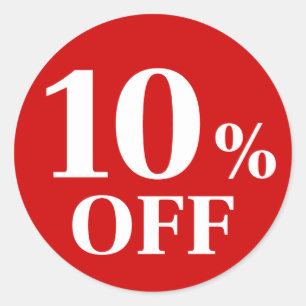 赤背景のクラシックラウンドステッカー 10%オフ ラウンドシール