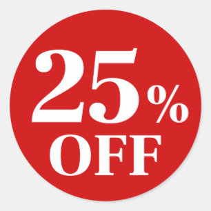 赤背景のクラシックラウンドステッカー 25%オフ ラウンドシール