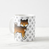 赤胡麻柴犬のキャラクタードッグと足跡 コーヒーマグカップ (正面左)