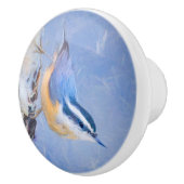 赤胸ヌサッチ絵画のオリジナルバードアート セラミックノブ (右)