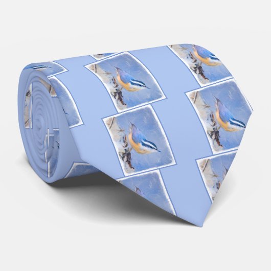 赤胸ヌサッチ絵画のオリジナルバードアート ネクタイ (ロール)