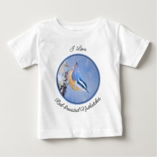 赤胸ヌサッチ絵画のオリジナルバードアート ベビーTシャツ