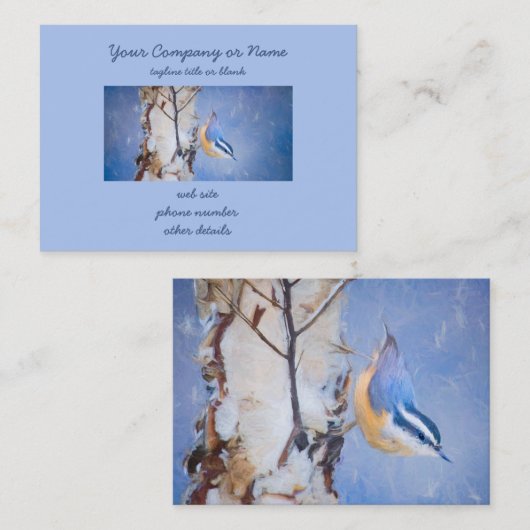 赤胸ヌサッチ絵画のオリジナルバードアート 名刺 (正面/裏面)
