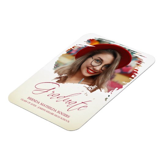 赤脚本お洒落タイポグラフィ卒業学校 マグネット (左側)