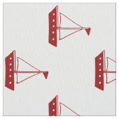 赤航海のい帆船オンホワイト ファブリック (クローズアップ)