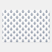 赤航海のい背景の白いいかり ラッピングペーパーシート (正面2)