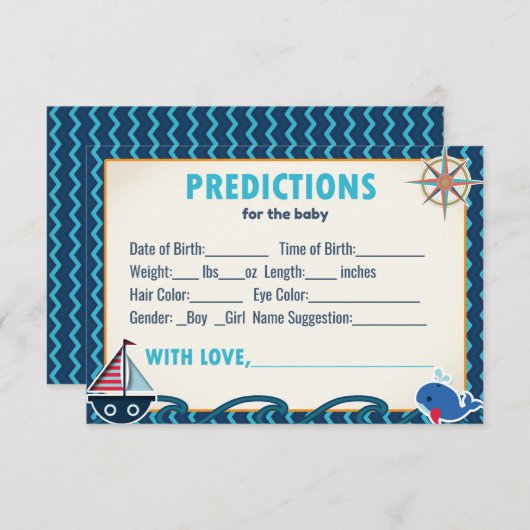 赤航海のちゃんシャワーのベビー予測 招待状 (正面/裏面)