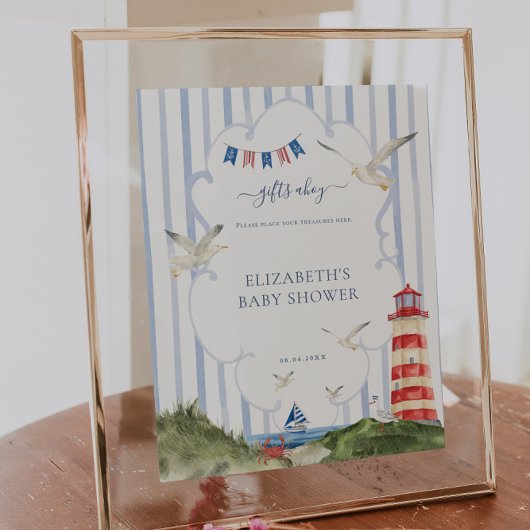 赤航海のちゃんシャワーギフトテーブル標識 ポスター