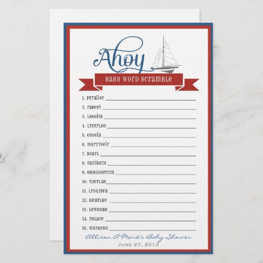 赤航海のちゃんシャワーゲーム – ベビー言葉スクランブル (正面/裏面)