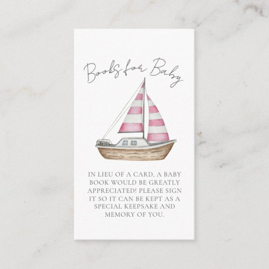 赤航海のちゃんシャワーベビー用ピンク本 エンクロージャーカード (正面)